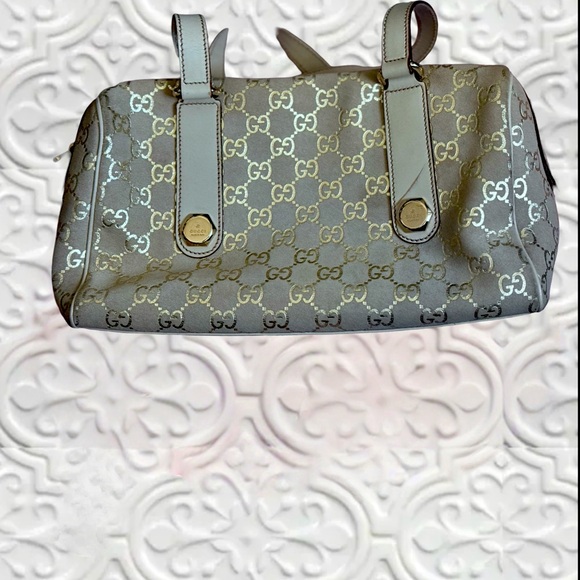 Gucci Beige and Metallic Monogram Charmy
Boston Bag - EUC - Picture 5 of 10